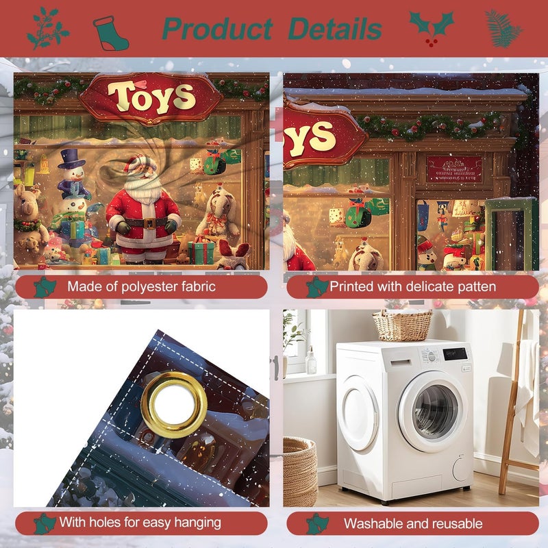 ANNA QUEEN Santa Store Garage Door Decorations 6x13FT, Christmas Window Display Backdrop, Outdoor Holiday Banner, Garage door Mural for Xmas Party Home Decor - Image 3